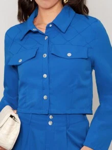 Conjunto casual de  2 piezas para dama en color solido - azul real - Ver 7