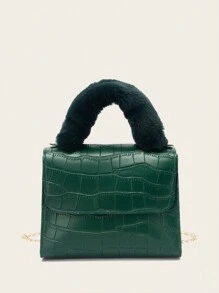 1 pezzo Borsa a tracolla da ragazza con decorazione in pelliccia al polso, borsa a tracolla, regalo ideale