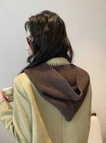 1 件女士连帽围巾拉法帽，针织披肩颈部保暖，适合冬季，适合日常穿着秋季装饰