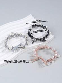 3/8 chiếc dây buộc tóc tết đính ngọc trai thời trang thanh lịch - Nhiều màu - Xem 1