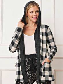 Boho Vintage 90's  Solid Brushed Knit Classic Tiered Hooded Zip Up Flared Cardigan Jacket