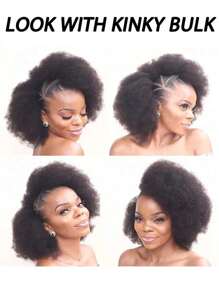 Afro Kinky Curly Human Hair Bulk, 50g Natural Black, For Micro Locs, Twists, Braids, Repair, Dreadlocks, Brazilian Remy Hair Extensions, Unisex - Natural Black - View 8