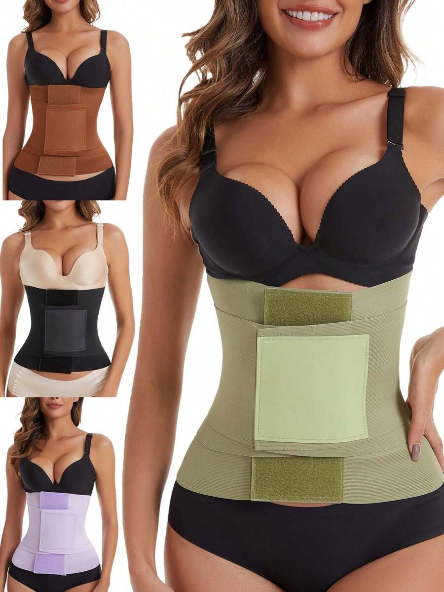 3pcs Adjustable Hook And Loop Waist Trainer Belt, Sports Corset Band For Postpartum Body Shaper - Multicolor - View 1