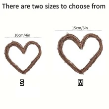 10 件心形天然藤蔓环，人造花环，用于情人节装扮、头饰装饰、生日派对装饰、婚礼家居装饰等，情人节礼物