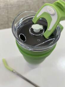 1.2L Thermal Cup With Acrylic Lid, Stainless Steel Straw And Silicone Tip - 綠色和白色 - 查看 3