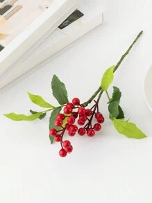 MEHELANY 10Pcs/4Pcs/1Pc/Pack Red Artificial Berry Stems With Green Leaves Plastic Artificial Flower Faux Berries For Floral Arrangements Home Hotel Decorations Crafts Wreath Decor Gifts Home Decor Christmas Decorations Room Decor Christmas - Red - View 2