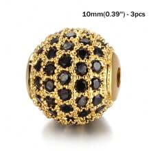 3 件圆形铜珠，带锆石，微密镶 CZ 珠，散装隔珠，用于制作珠宝 DIY 华丽手链项链，饰品珠组合，用于工艺和珠宝设计 - Beads - 查看 19