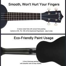 圣诞装饰 Everjoys 女高音尤克里里初学者套装 - 21 英寸免费在线课程演出包快速学习歌本精选一体式套装、成人尤克里里、Mediator、女高音尤克里里、Voce Records、演出护照 - 黑色 - 查看 6