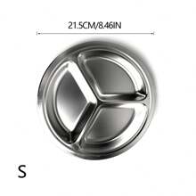 1pc Stainless Steel Multi-Grid Plate, Silver Round Dinner Plate, For Home,Kitchen,Christmas Gift - Silver - View 10