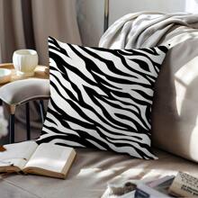 MEMNUN 1个/2个黑色斑马纹图案枕套【单面印花】17.7*17.7英寸（45*45厘米）/19.69*19.69英寸（50*50厘米）/15.75*15.75英寸（40*40厘米）] 家用床头枕沙发靠垫涤纶窗台枕套【不含枕芯】 适合日常使用，高端简约家居装饰，客厅沙发卧室床头板，小型汽车装饰 - 彩色 - 查看 6