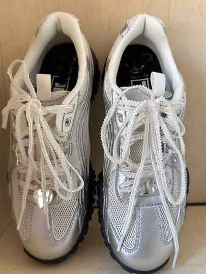 1 双时尚蕾丝帆布鞋带，适合运动鞋、运动鞋、船鞋