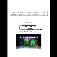 水族箱灯 LED 防水鱼缸夹灯 水下装饰照明 潜水灯 植物生长灯 18-58CM - 彩色 - 查看 12