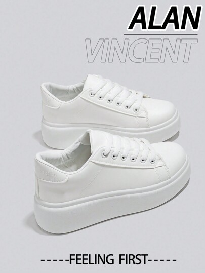 Alan Vincent Casual Outfits Spring White Shoes For Women, Ladies Platform Shoes, Cute White Low Top Shoes, Comfortable And Fashionable Sneakers, Increase Height By 5cm, Suitable For Short Women Classy Aesthetic