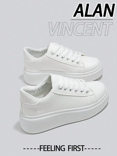  Alan Vincent[Thick-Soled White Shoes Series]2025 New White Shoes For Women, Ladies Platform Shoes, Classic Women's Shoes, Comfortable And Fashionable Sneakers, Increase Height By 5cm, Suitable For Short Women Classy Aesthetic Casual And Versatile