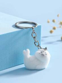 可爱卡通树脂植绒可爱小海豹钥匙扣，可爱精致卡通动物情侣包/手机/钥匙链吊坠，派对礼物汽车配件包饰学校哥特 Y2k 包饰挂绳带身份证夹汽车配件包饰 - 彩色 - 查看 6