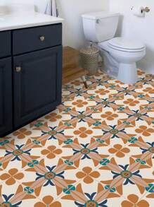 9 buc. Autocolante din vinil cu imprimare florală vintage, detașabile, rezistente la apă, autoadezive, rezistente la umiditate, potrivite pentru bucătărie, baie, dormitor, birou, școală - portocaliu/gri/negru, 7,87 inchi * 7,87 Inchi/11,81 * 11,81 inci