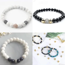 3 件圆形铜珠，带锆石，微密镶 CZ 珠，散装隔珠，用于制作珠宝 DIY 华丽手链项链，饰品珠组合，用于工艺和珠宝设计 - Beads - 查看 5