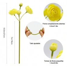 24 Small Artificial Silk Peonies Flowers (30cm), Artificial Peony Bouquets, Decorative Centerpieces For Home, Wedding And Party. - 淡黃色 - 查看 2