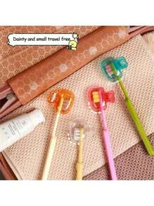2/5 pièces/Voyage/Maison Porte-brosse à dents, Étui de protection anti-poussière portable pour brosse à dents de voyage, Boîte de rangement, Clip de protection portable pour tête de brosse à dents, Décoration de salle de bain à la maison, Décoration d'automne, Retour à l'école