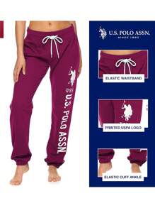 U.S. Polo Assn. Womens Sweatpants - Womens Joggers Sweats With Logo French Terry Sweatpants For Women - Quả mọng - Xem 5