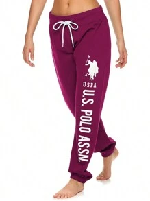 U.S. Polo Assn. Womens Sweatpants - Womens Joggers Sweats With Logo French Terry Sweatpants For Women - Quả mọng - Xem 1