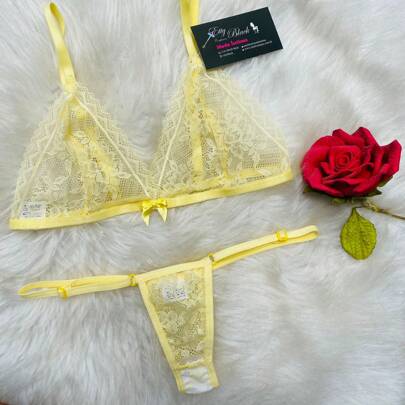 Top + Fio lingerie de Renda - conjunto de Lingerie sexy