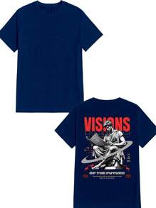 Unisex StreetWear T-Shirt 100% Cotton NEW! - 藏蓝色 - 查看 2