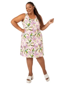 Women's Plus Size Loose Dress - Rose Red - View 2