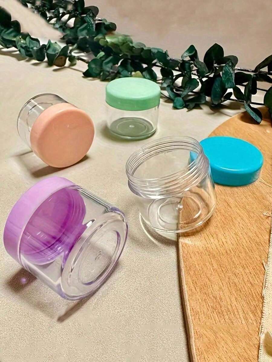 4 piezas de tarros de plástico de 20g para cremas de viaje, envases de tamaño de viaje para artículos de tocador, tarros de crema rellenables a prueba de fugas, accesorios de viaje con tapa para lociones, cosméticos, crema corporal - artículos esenciales de viaje vacíos, organizador de viaje para la playa, vacaciones de verano, regreso a la escuela, color aleatorio, accesorios portátiles de almacenamiento - Multicolor - Ver 1