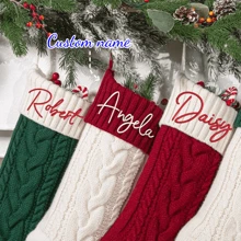 1 pièce Bas de Noël personnalisé de 18 pouces pour la famille, bas de Noël style patchwork 2025 brodé, bas tricoté avec nom, cadeau de Noël, décoration de vacances, décoration d'intérieur