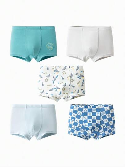 Balabala 全新 5 条装 男童平角内裤，柔软抗菌儿童短裤