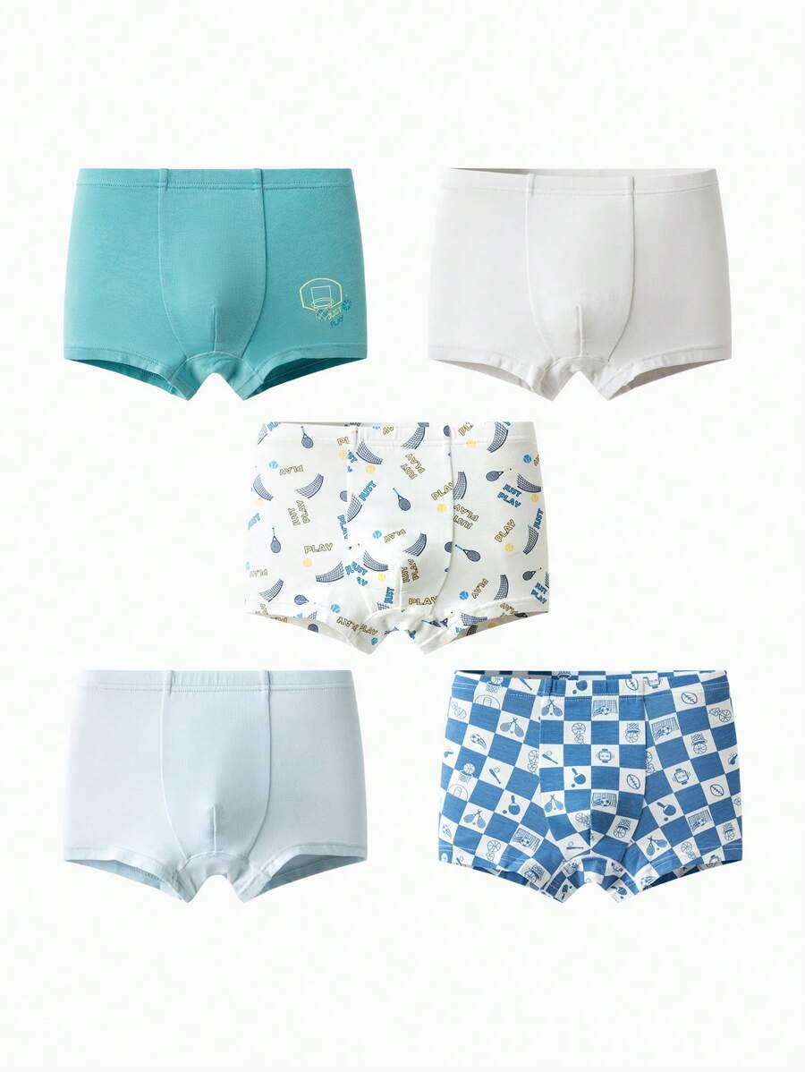 Balabala 全新 5 条装 男童平角内裤，柔软抗菌儿童短裤