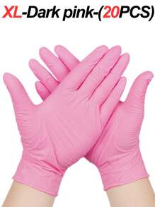 100 只一次性粉色丁腈手套，防水、无粉、无乳胶、多用途工作手套，适用于烹饪、厨房、浴室、家居、纹身、染发、宠物清洁、家居用途 - 粉色 - 查看 13