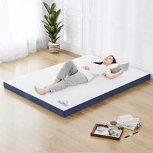 GartistGo Foldable Blue Guest Mattress, 4-Piece, H3 Hardness, 10 Cm Height, Removable Cover, Comfort Foam Core - 藍白色 - 查看 2