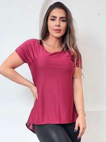 Women Sports Tees & Tanks - 紅木色 - 查看 2