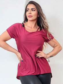 Women Sports Tees & Tanks - 紅木色 - 查看 3