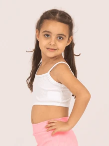 Children's Top Bra Strappy Girl Ribbed Youth 4 To 16. Lavin Basic - trắng - Xem 2
