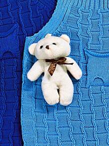 Knitted Overalls Set With 3 Pieces - Màu xanh lam - Xem 3