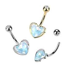 1pc Heart Shaped Navel Ring With Synthetic Zirconia, Stainless Steel Belly Button Jewelry, Gift For Date & Daily Wear - Love Navel Ring - View 7