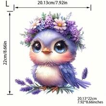 Parche de vinilo termoadhesivo morado con diseño de pájaro y flores, de estilo elegante - Decal DIY para planchar en camisetas, jeans, sudaderas y talla grande - Multicolor - Ver 2