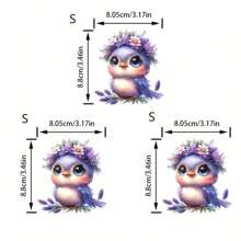 Parche de vinilo termoadhesivo morado con diseño de pájaro y flores, de estilo elegante - Decal DIY para planchar en camisetas, jeans, sudaderas y talla grande - Multicolor - Ver 3