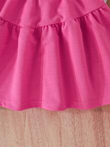 Kleine Mädchen Sport Anzug mit Herz besticktem Kragen Langarmhemd und elastischer Taillenskirt, Lässig für Frühling & Herbst