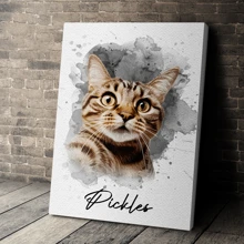 Catygift Spersonalizowane zdjęcie zwierzaka - Spersonalizowany portret zwierzaka wykonany akwarelą - Spersonalizowany obraz na płótnie w ramce/plakat bez ramki, dekoracja ścienna do salonu, wystrój domu, prezent dla rodziny miłośnika zwierząt, idealny prezent dla niego, idealny prezent dla niej - Jak pokazano - Zobacz 5