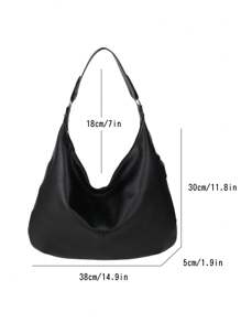 1pc Women's Fashionable Minimalist Handbag - Large Capacity Shoulder Tote Bag, With Security Zipper, Versatile Stylish Accessory, Available In Light Black/Burgundy/Brown