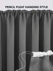 Blackout Curtain Opaque Curtain Thermal Curtain With Ruffle Tape, Set Of 2 - Light Grey - View 5