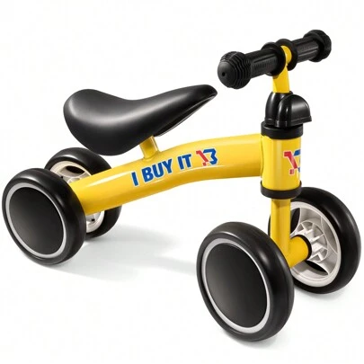 4 Wheels Baby Balance Bike, No Pedal Toddler Balance Bike, Lightweight Ride On Toys For Kids, Children's First Bike Training Bicycle