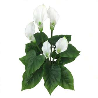 Plantas artificiales en maceta para decoración, adorno navideño, adorno para escritorio de oficina, decoración exterior, lirios de cala de PVC artificiales verdes en maceta falsa, regalos para cumpleaños y graduación, decoración de jardín, planta exterior, jardinería, flores artificiales