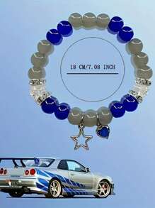 Pulseira de Contas com Estrela da Moda e Coração, Bracelete para o Dia dos Namorados, Acessório para Casais, Adequado para Festa, Aniversário e Presente para Dia dos Namorados, Mãe, Dia da Mãe, Presente