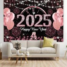 1 件 2025 新年玫瑰金装饰背景横幅适用于新年派对场地装饰 - 粉色 - 查看 4