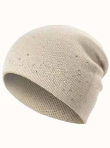 女式水钻镶嵌亚克力无檐便帽，采用弹性面料，轻盈保暖，哥特式字母纽约图案，Y2K 风格户外帽，透气，弹力针织帽，适合秋冬季，易于护理 - 彩色 - 查看 6